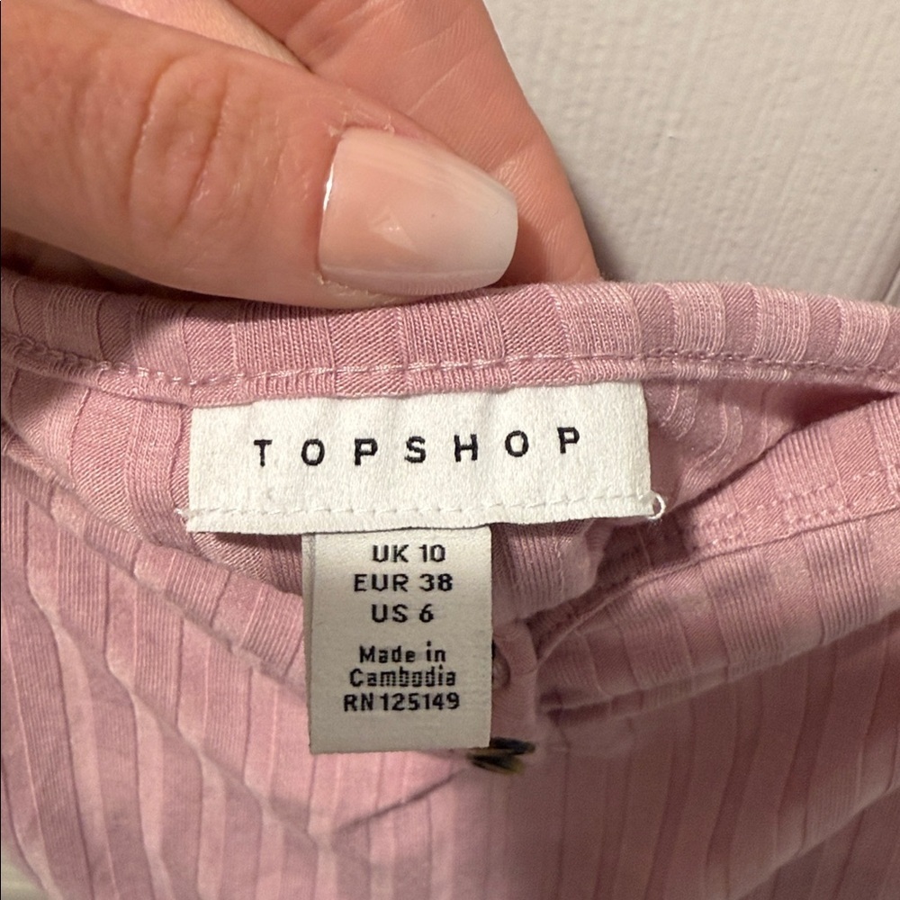 Topshop Ribbed Button Cami - Picture 4 of 5